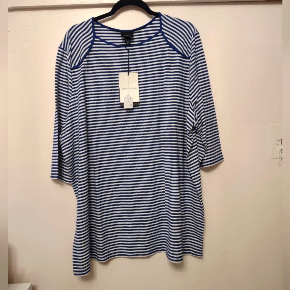 Blue Striped Shirt NWT Who What Wear 4X